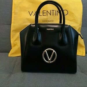 Mario Valentino Black Leather Satchel